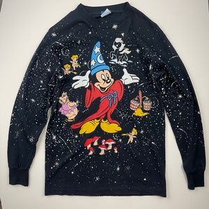 Vintage 90s Disney Mickey Fantasia Long Sleeve T Shirt Small
